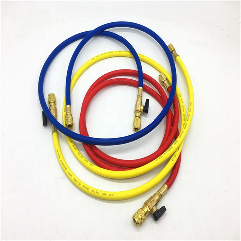 R134 Premium Charging Hose with 1/4" Sae Fitings Customized Three Colors Flexible Rubber Refrigerant Freon Charging Hose