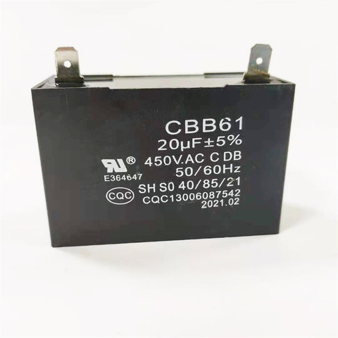 CBB61 20μF±5% 450VAC Plastic Shell Running Capacitor